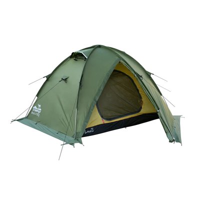 Палатка двухместная Tramp ROCK 2 V2 Зеленая с внешними дугами 300х220x120 см iz12919 фото
