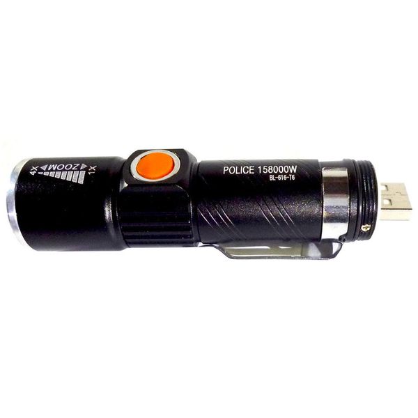 Фонарь светодиодный тактический Police BL-616-T6 USB Черный (007070) 007070 фото