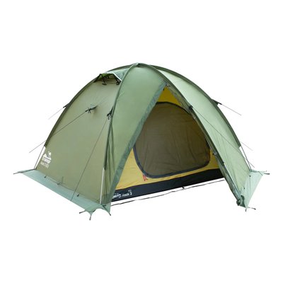 Палатка трехместная Tramp ROCK 3 V2 Зеленая с внешними дугами 330х220x130 см iz12923 фото