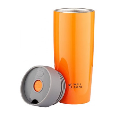 Термостакан з кришкою клапаном для пиття 380 мл Well Done WD-7053O Orange iz14104 фото