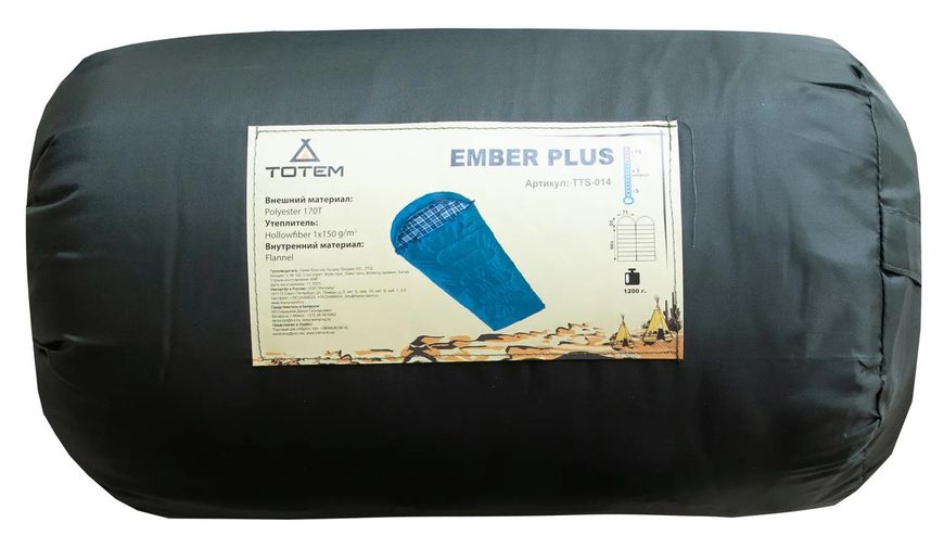 Спальний мішок ковдра Totem Ember Plus з капюшоном правий олива 190/75 TTS-014 iz13655 фото